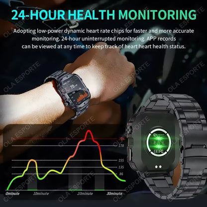 Original Men Smartwatch Flashlight Bluetooth Call Fitness Clock IP68 Waterproof Sports Men for Android IOS Smart Watch 2025 New